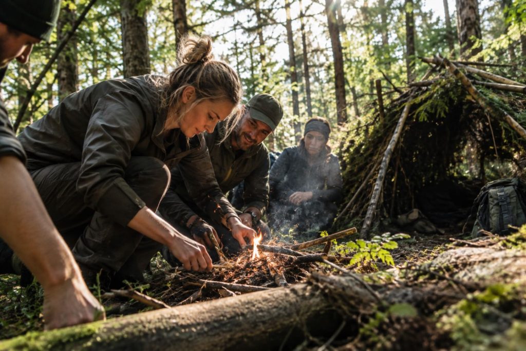Bei unseren Survival Kursen und Trainings in Bayern zeigen wir den Teilnehmern wie man einen Shelter baut, Feuer entzündet und in der Wildnis überlebt.